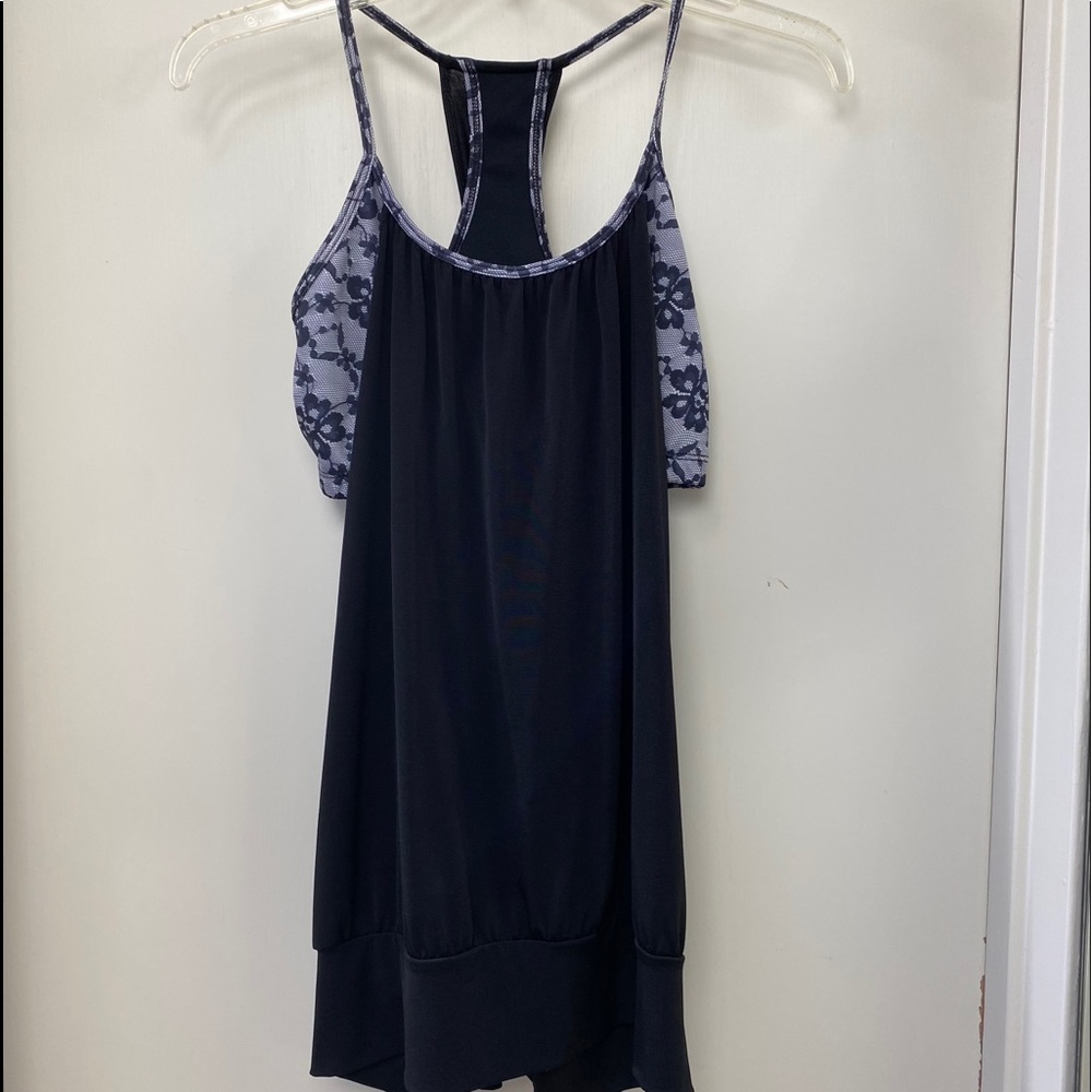 Onzie Black Racer Tank with Build in Sport Bra